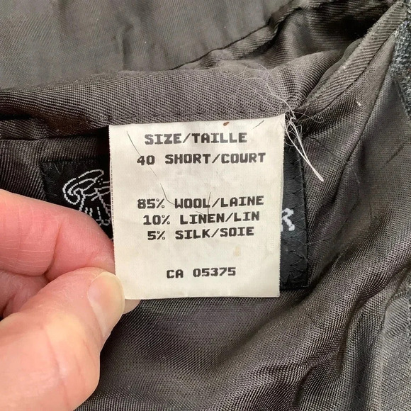 VINTAGE Gray Plaid Wool/Silk Menswear Oversized Blazer - Picture 13 of 15